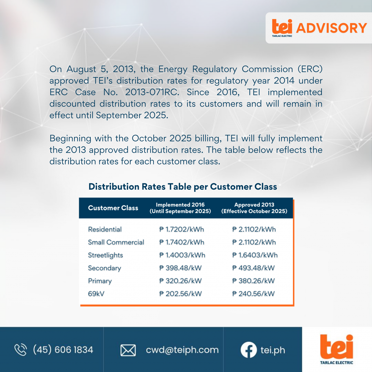 Distribution Rates – Tarlac Electric